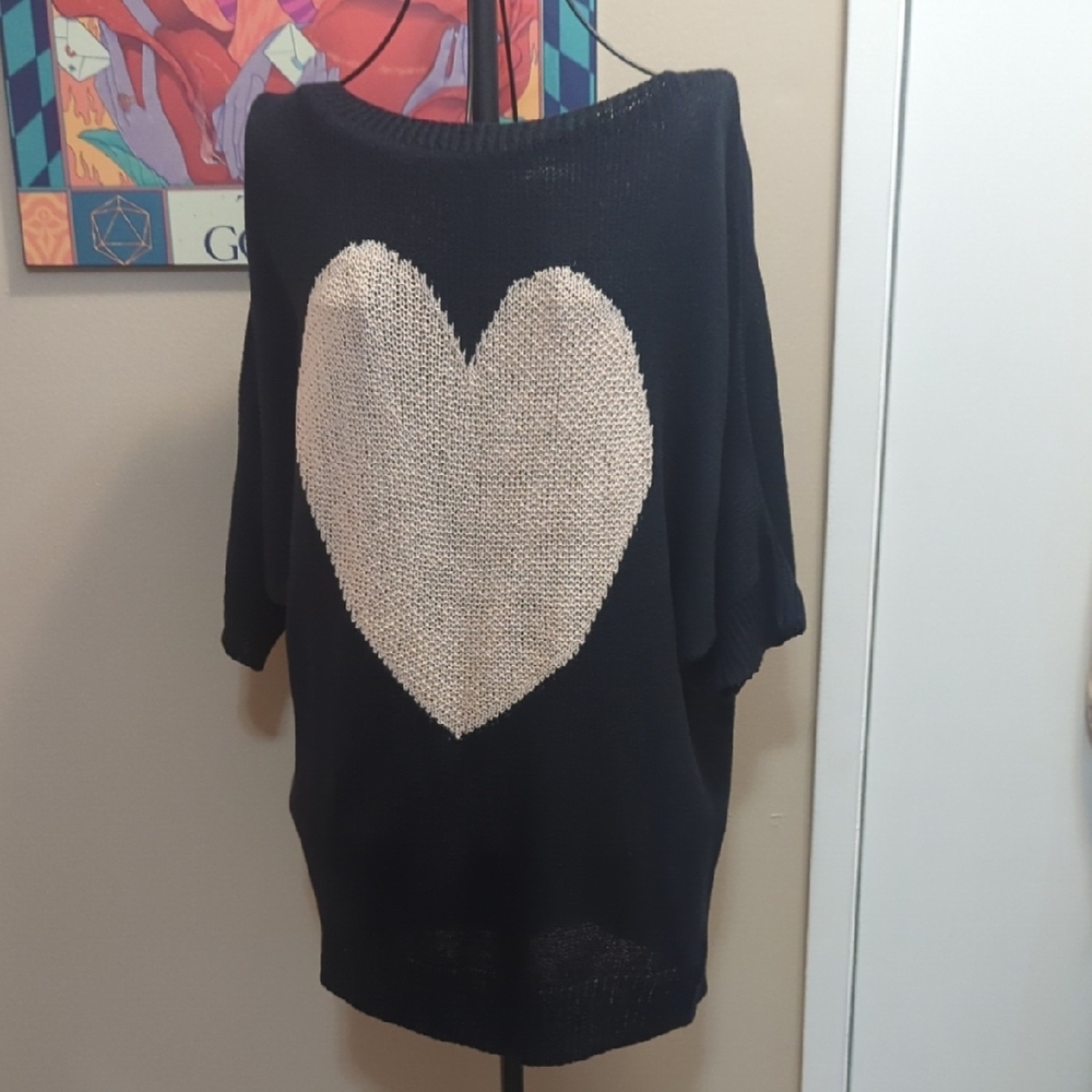 Alythea Black Sweater with Cream Heart